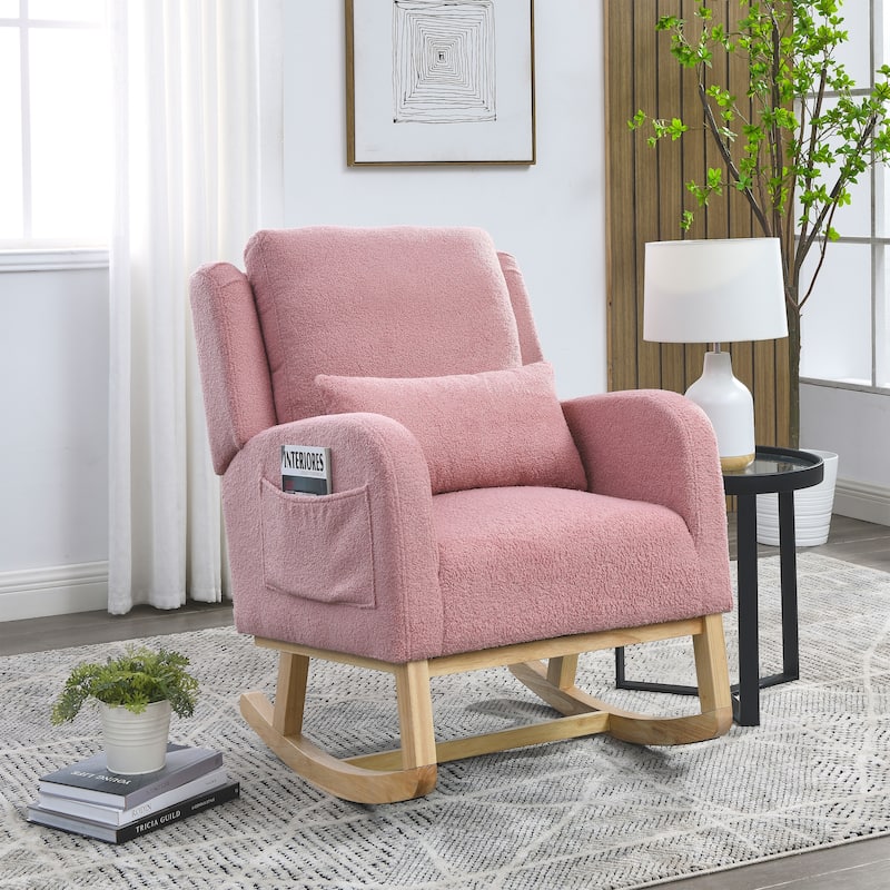 Chichoice Casual Nursery Rocking Chair with One Lumbar Pillow, Two Side Pockets for Living Room Bedroom