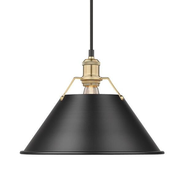 slide 1 of 1, Yep by Golden Lighting Orwell 1-light 14in Pendant in Brushed Champagne Brass and Matte Black shade - Gold