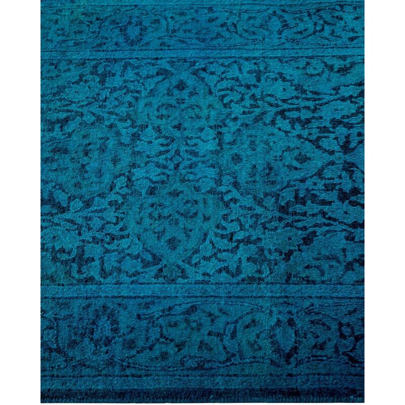 Overton Hand Knotted Wool Vintage Inspired Modern Contemporary Overdyed Blue Runner Rug - 2' 6" x 23' 9"