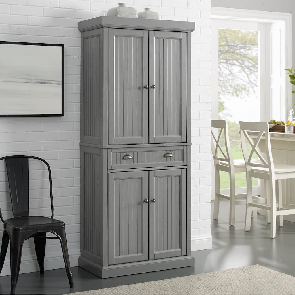 Crosley Seaside Grey Freestanding Kitchen Pantry Cupboard - 30 "W x	16 "D x 72 "H