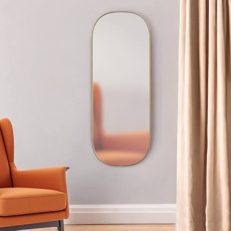 HomeRoots 47" Gold Oval Framed Full Length Hanging Mirror - 17.71' X '47.24' X '0.78 - Gold - 17.71' X '47.24' X '0.78