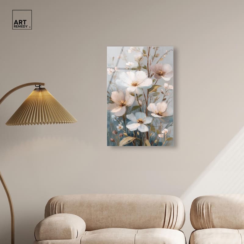 Vintage White Meadow Acrylic by Art Remedy, Ready to Hang