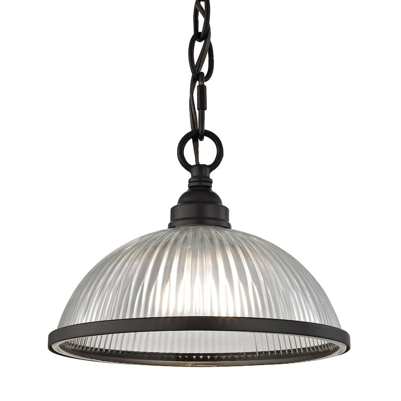 Liberty Park 1-Light Flush Mount in Oil Rubbed Bronze with Prismatic Clear Glass - Oil Rubbed Bronze