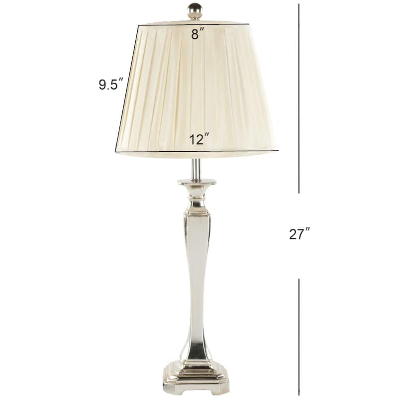 SAFAVIEH Lighting 28-inch Chatham Champagne Silky Table Lamp (Set of 2) - 12"x12"x27"