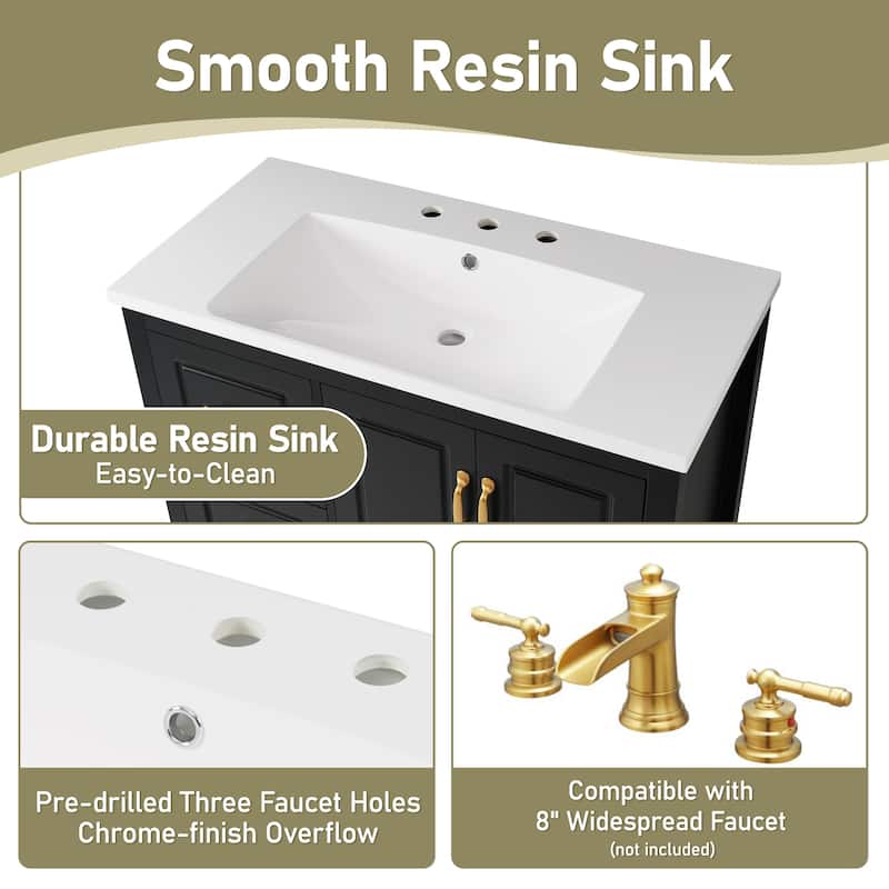 Christopher Knight Home - Simon 36" Resin Vanity with Sink and Soft-Closing Storage