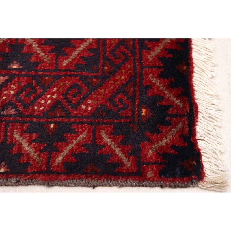 ECARPETGALLERY Hand-knotted Baluch Cream, Red Wool Rug - 3'3 x 5'11