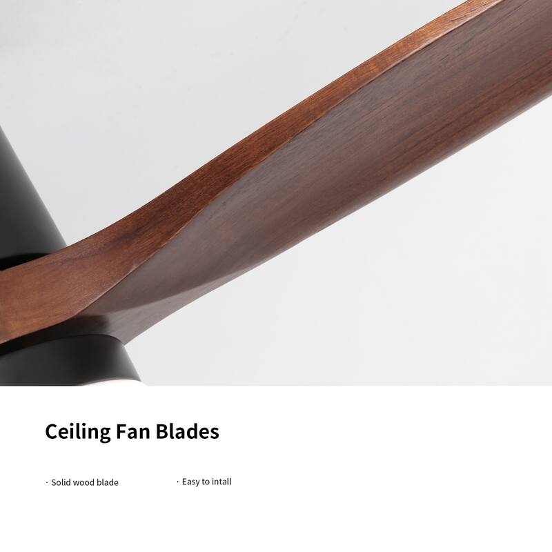 Farmhouse 52 in. Outdoor/Indoor Ceiling Fan with 3 Solid Wood Blades and DC Reversible Motor - 52 INCHES