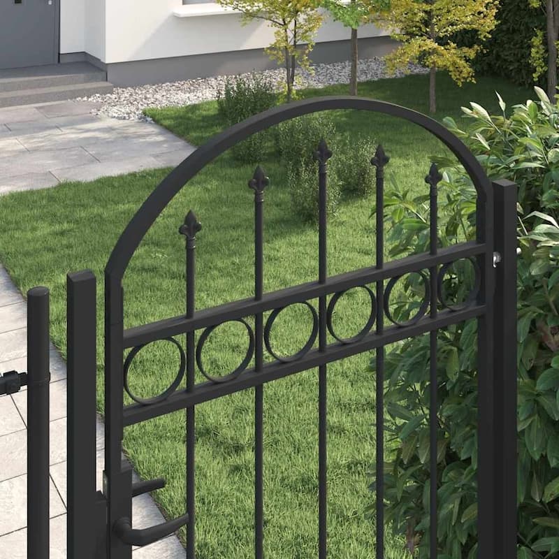 vidaXL Fence Gate with Arched Top Steel 39.4" x 49.2"/59.1"/68.9"/78.7" Black