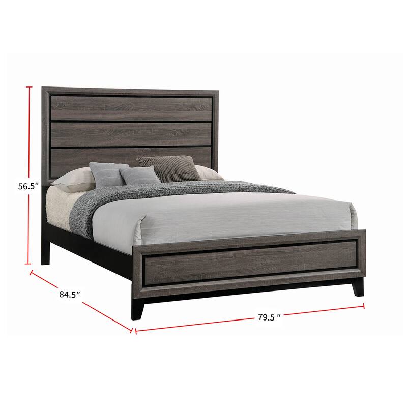 Wooden Full Bed in Grey Oak And Black