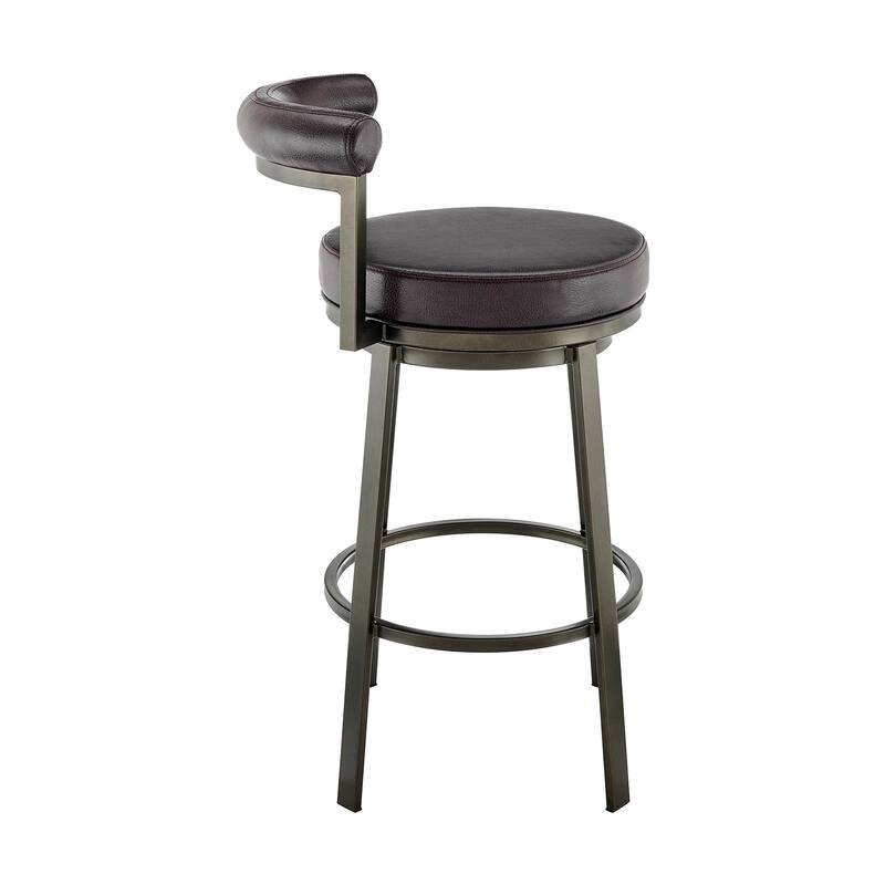 Neura Modern Swivel Counter/Bar Stool in Faux Leather and Metal