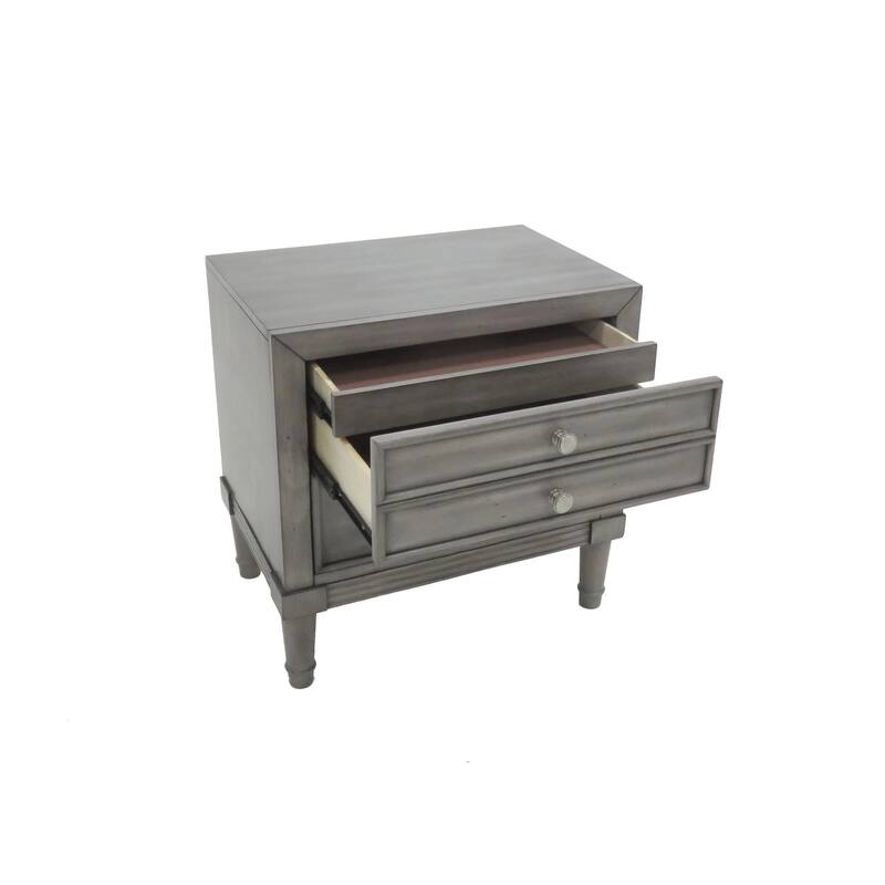 Modern Gray Finish 1pc Nightstand with Hidden Drawer, Nickel Round Knob Bedside Table