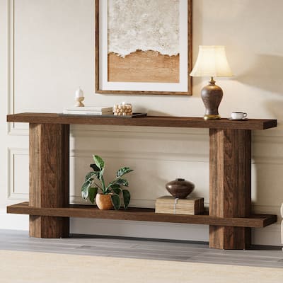 71'' Long Console Table for Entryway, Wood Sofa Table Behind Couch