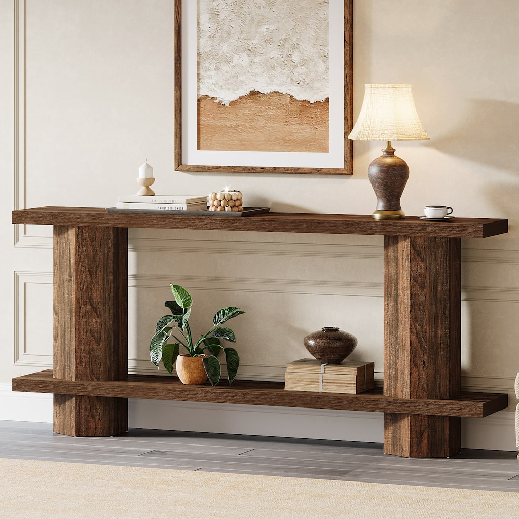 71'' Long Console Table for Entryway, Wood Sofa Table Behind Couch