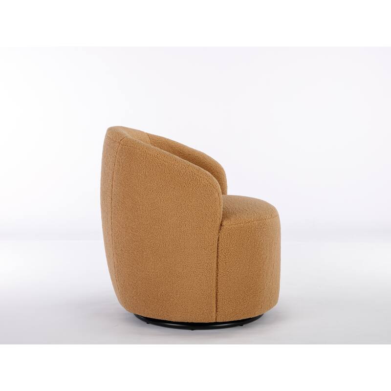 Wool Swivel Barrel Chair with 360° Rotation & Metal Base