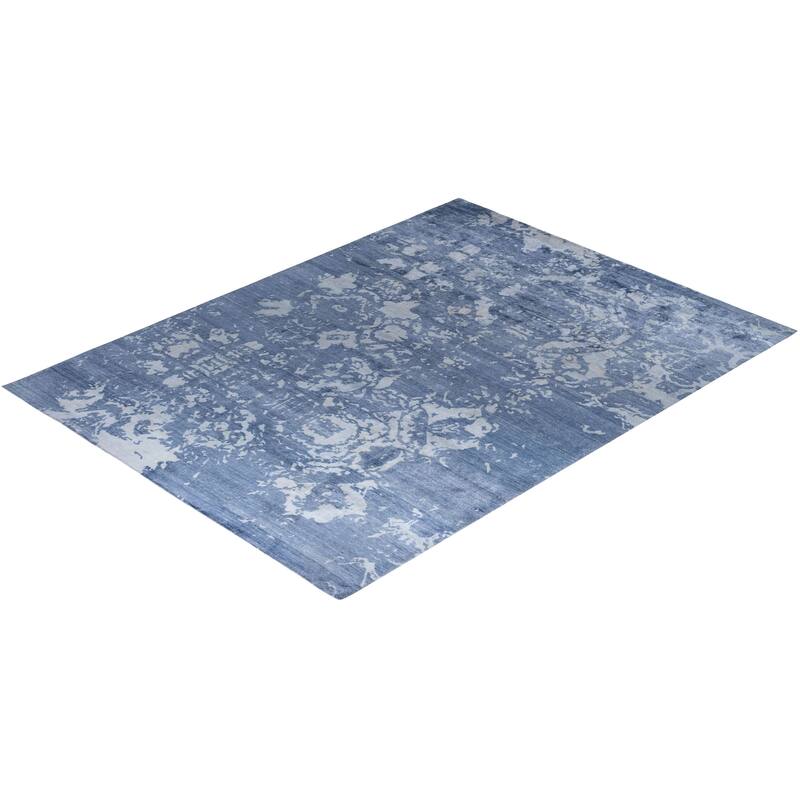 Modern One-of-a-Kind Hand-Knotted Area Rug - Ivory, 9' 2" x 12' 2" - 9' 2" x 12' 2"