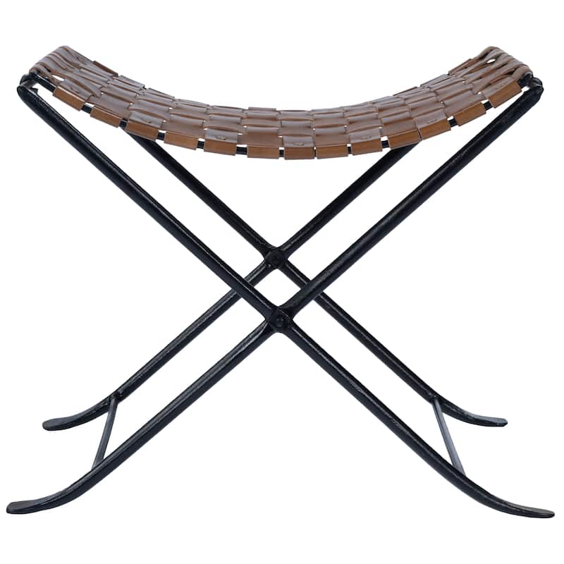 Butler Karma Brown Woven Leather Stool