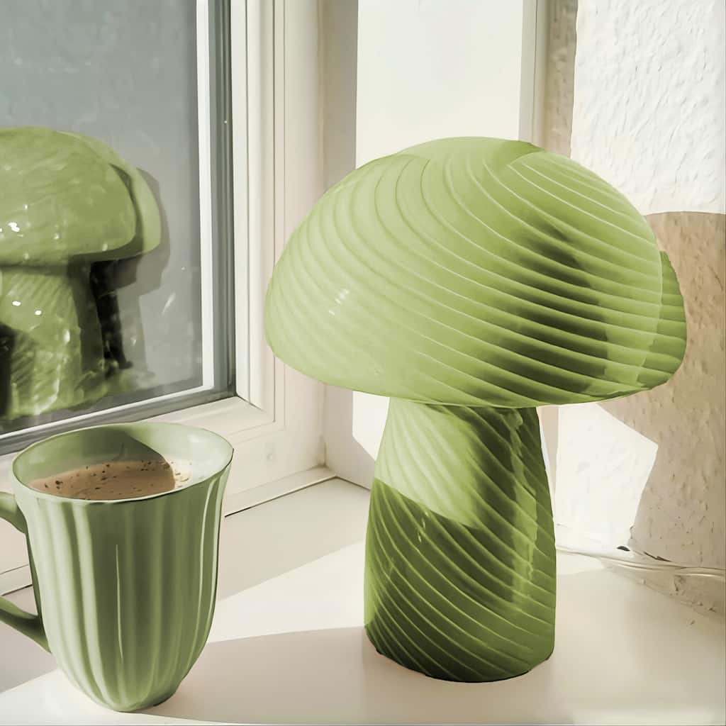 Frosted Glass Mushroom Table Lamp Bedside Night Light