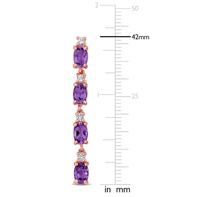 Miadora Rose Sterling Silver 3-2/3ct TGW Amethyst and White Topaz Drop Earrings