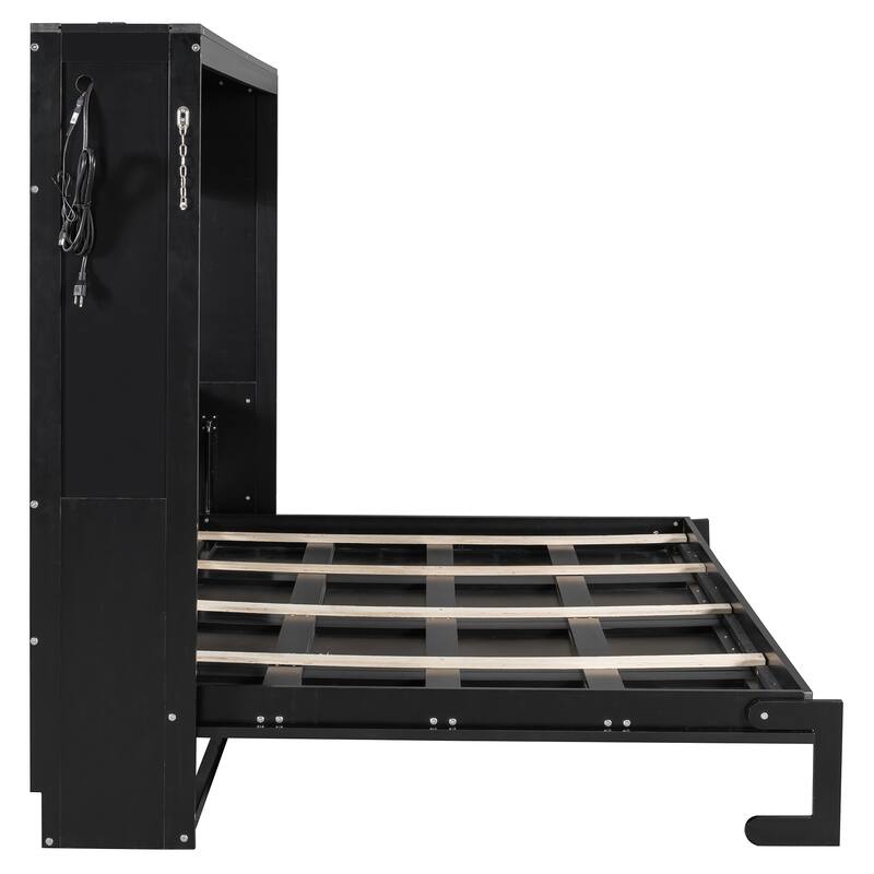 Side-Folding Printed Murphy Bed with LED and USB