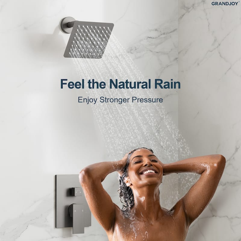 GRANDJOY 2-Function Rainfall Shower System with Handheld, Single Handle Wall-Mount Design