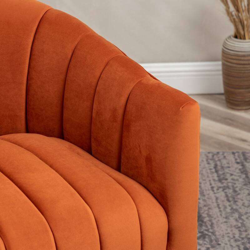SEYNAR Modern Glam Velvet Upholstered Round 360 Degree Swivel Accent Barrel Chair Set of 2