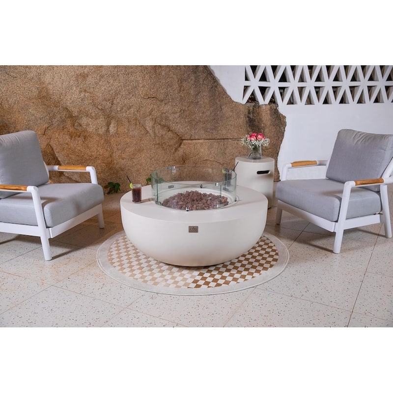 AMS Fireplace Eclipse Round Outdoor Fire Pit Bundle - 44" x 44" x 17"