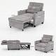 preview thumbnail 10 of 8, Tech Cloth Convertible Futon Armchair Bed with USB Ports, 3-Position Backrest and Built-in Storage