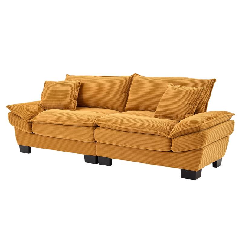 Durable 2-Seater Corduroy Couch with Broad Plastic Legs & Spacious 23-inch Seat