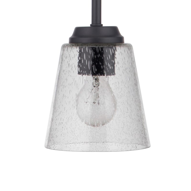 Craftmade Tyler 6" Wide Mini Pendant with Seedy Glass Shade - Flat Black