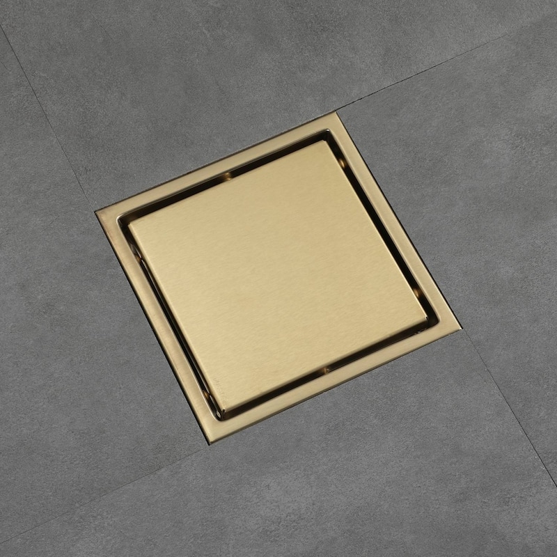 brushed gold 6 inch stainless material shower drain with ABS base - 6 x 6