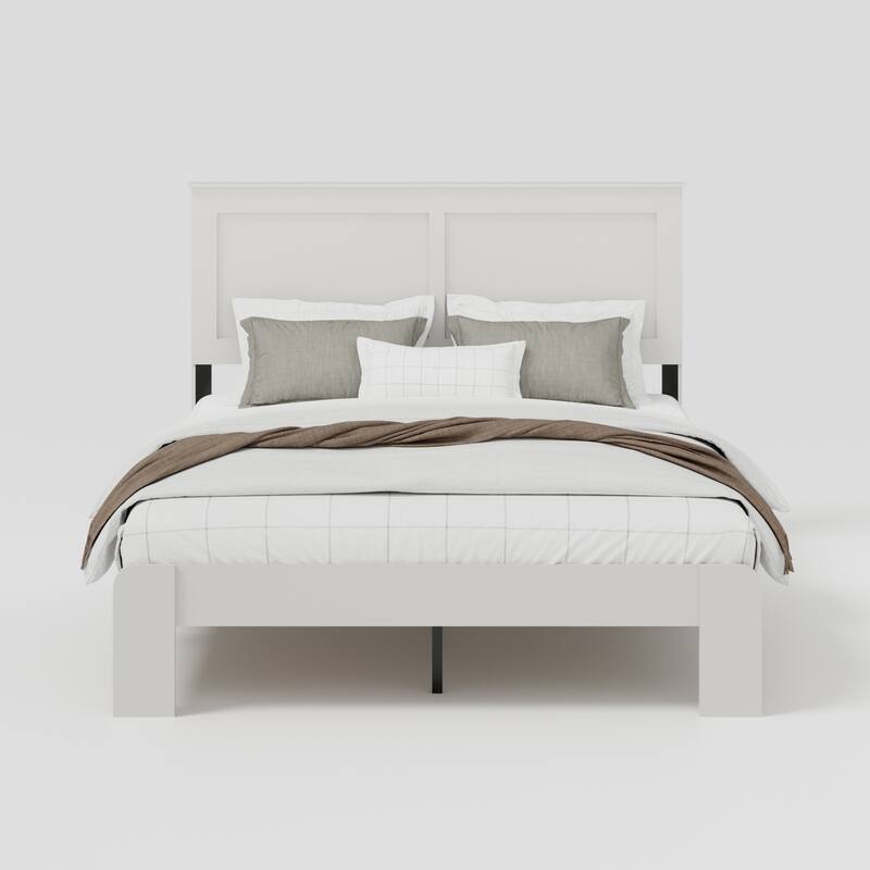 Wooden Platform Bed Frame with Large Under Bed Storage