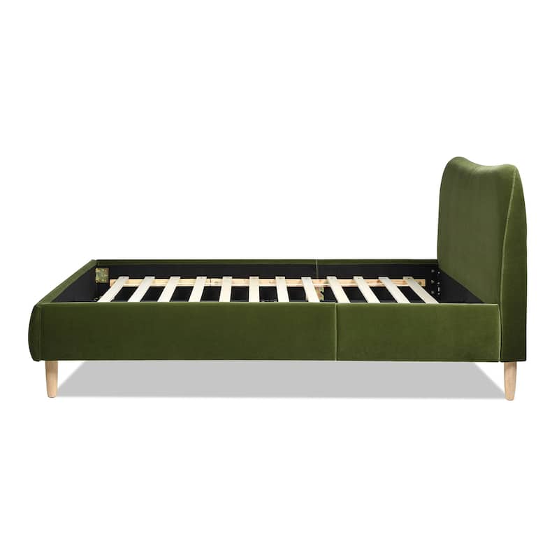 Roman Boucle Sherpa Curved Headboard Modern Platform Bed