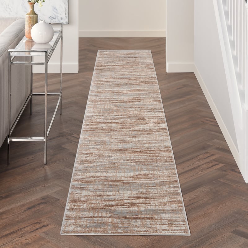Nourison Elation Modern Abstract Stripe Area Rug - 2' 2" x 12' - Ivory/Grey - Runner