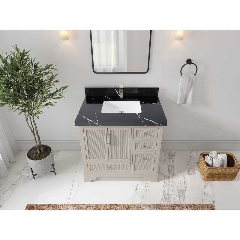 Willow Collections 36 in. W x 22 in. D Alys Center Sink Left Bathroom Vanity with Countertop