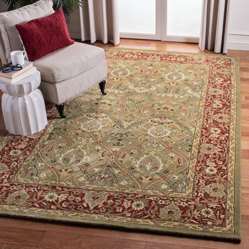 SAFAVIEH Handmade Persian Legend Pietra Traditional Oriental Wool Rug - 4' x 6' - Light Green/Rust