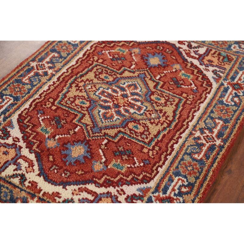 Orange Heriz Serapi Oriental Foyer Rug Handmade Wool Carpet - 2'0" x 3'0"