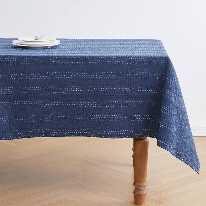 Melange Hand Craft Kantha Collection Soild Reversible Coverlet and Sham