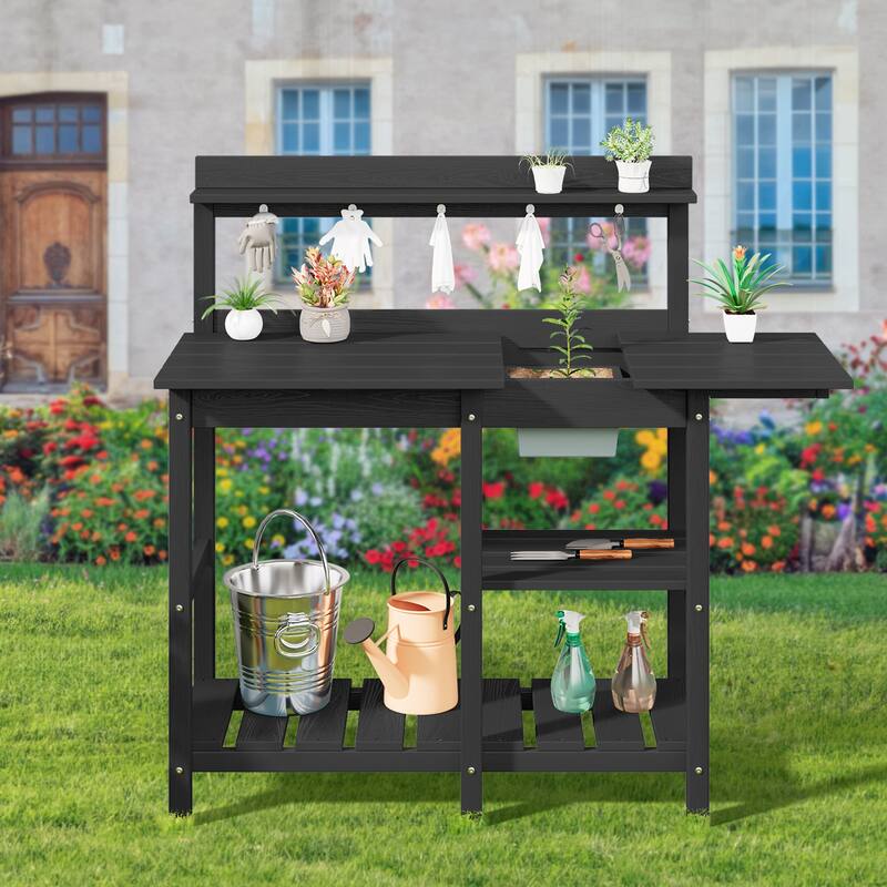 HDPE Patio Outdoor Potting Table, Versatile Gardening Planting Workbench