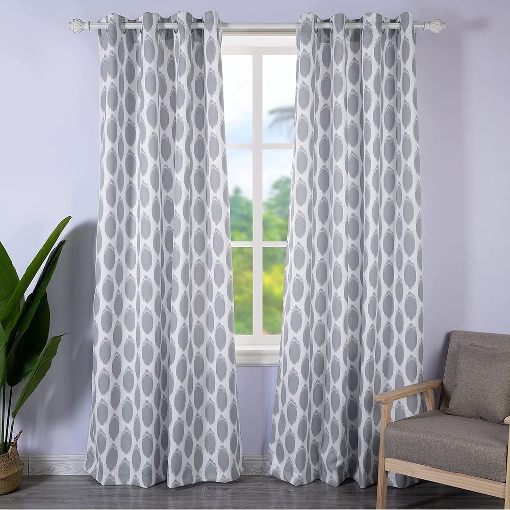 DriftAway Allen Ikat Polka Dot Room Darkening Window Curtain Panel Pair