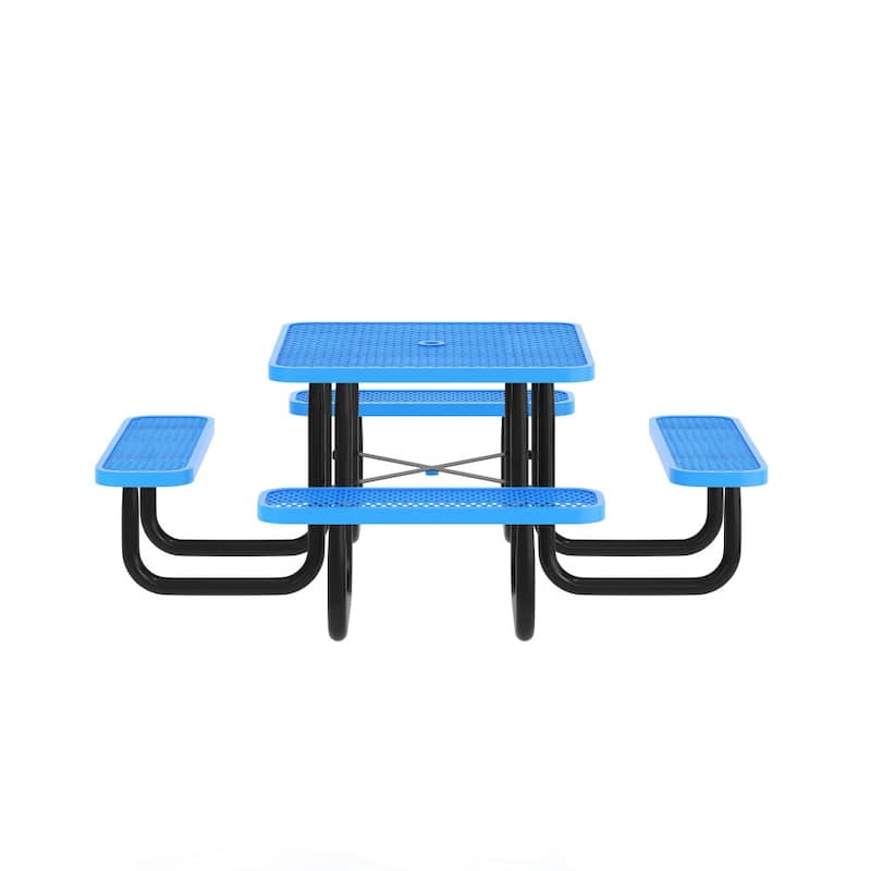 Commercial Grade Expanded Mesh Metal Outdoor Picnic Table - 79.75"D x 79.75"W x 28.75"H