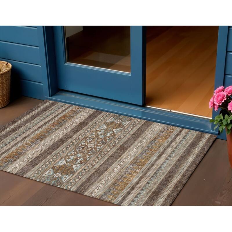 HomeRoots Southwestern Transitional Rectangle Outdoor Rug - 3' x 5'