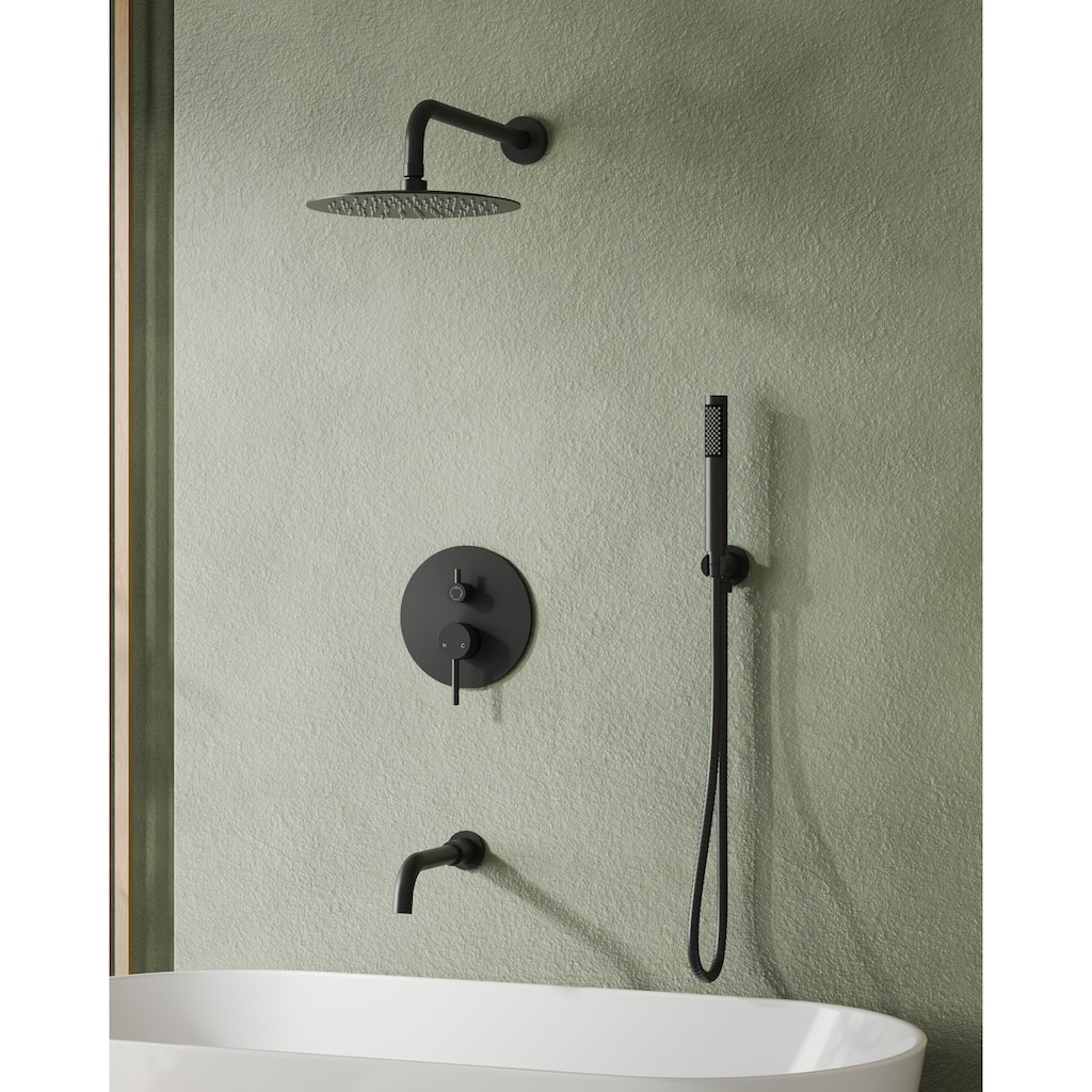 Pressure Balance 3-Functions Shower Head System, 10" Shower Faucet Set with Tub Faucet Spout