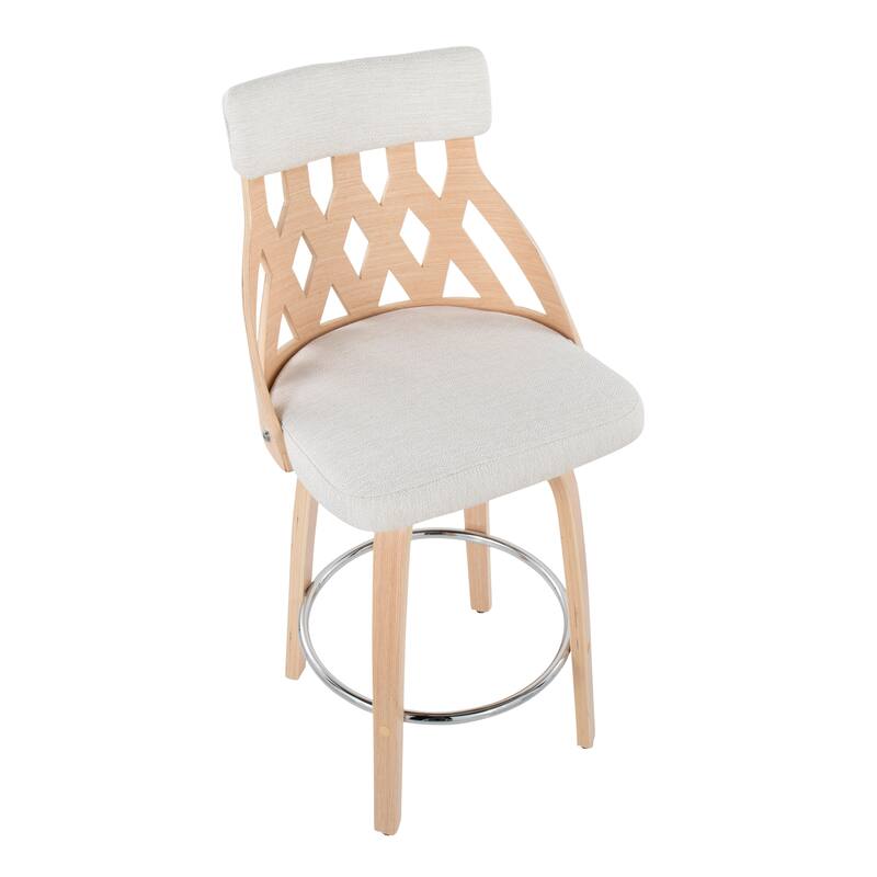 York Mid-Century Modern 26" Counter Stool in Wood and Fabric