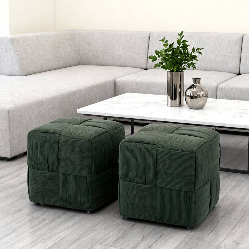 Ottoman Foot Rest Soft and Comfortable Ottoman Square Corduroy Woven Design Sofa Stool
