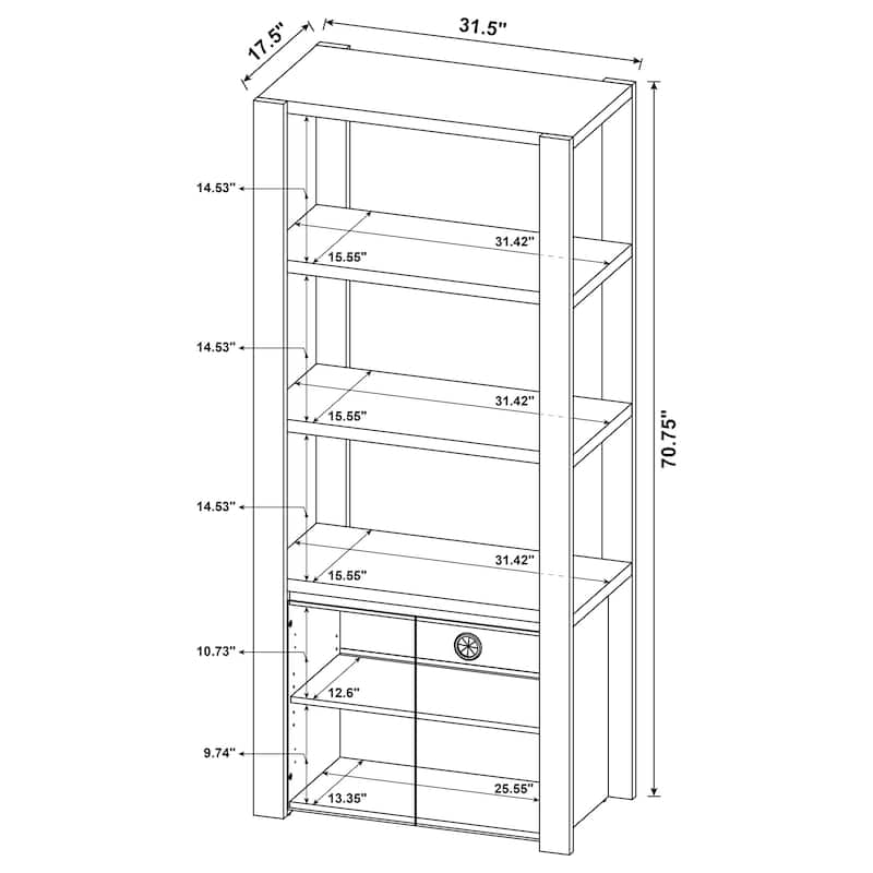 Laurelton 3-Shelf Media Tower Tall Pier Cabinet Light Oak