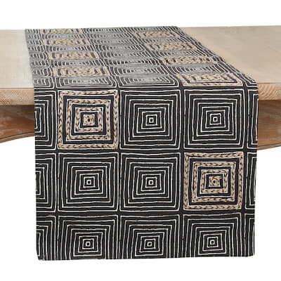 Embroidered Maze Design Table Runner - 16"x72"