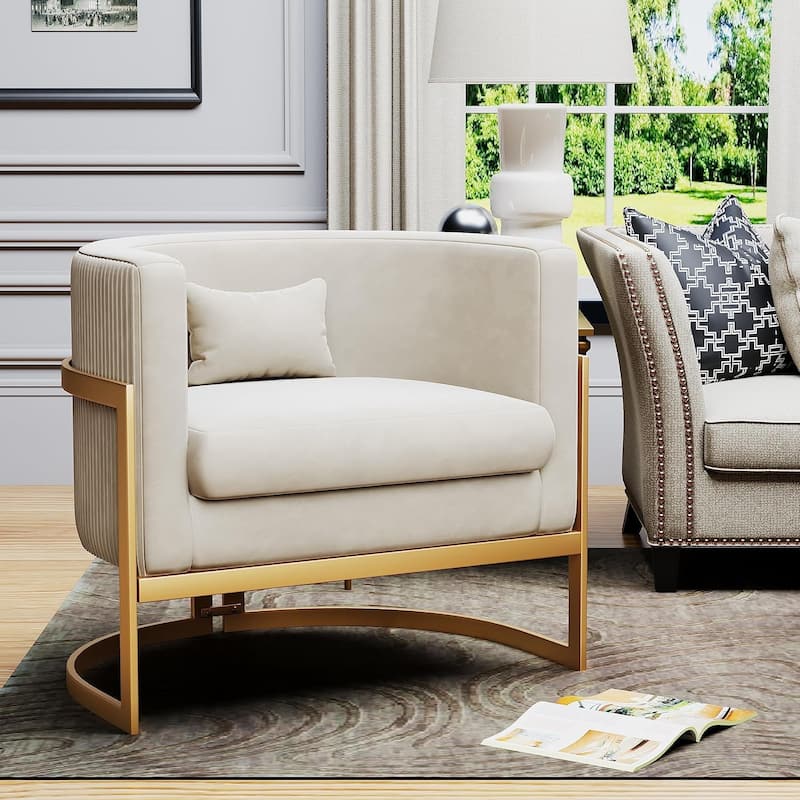 Accent Chair, Velvet Barrel Chair Modern Arm Chair for Living Room