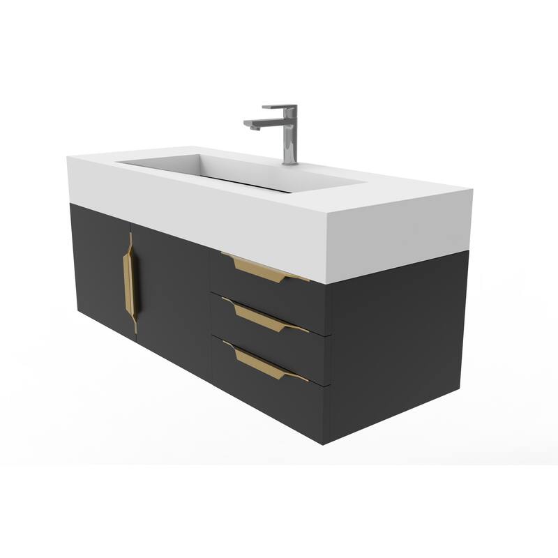 Nile 48" Wall Mounted Bathroom Vanity Set w/ White Top