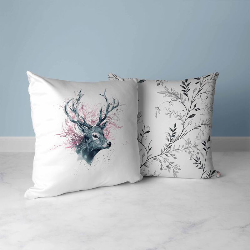 Leaf & Horn Harmony Faux Suede Reversible Throw Pillow White and Pink
