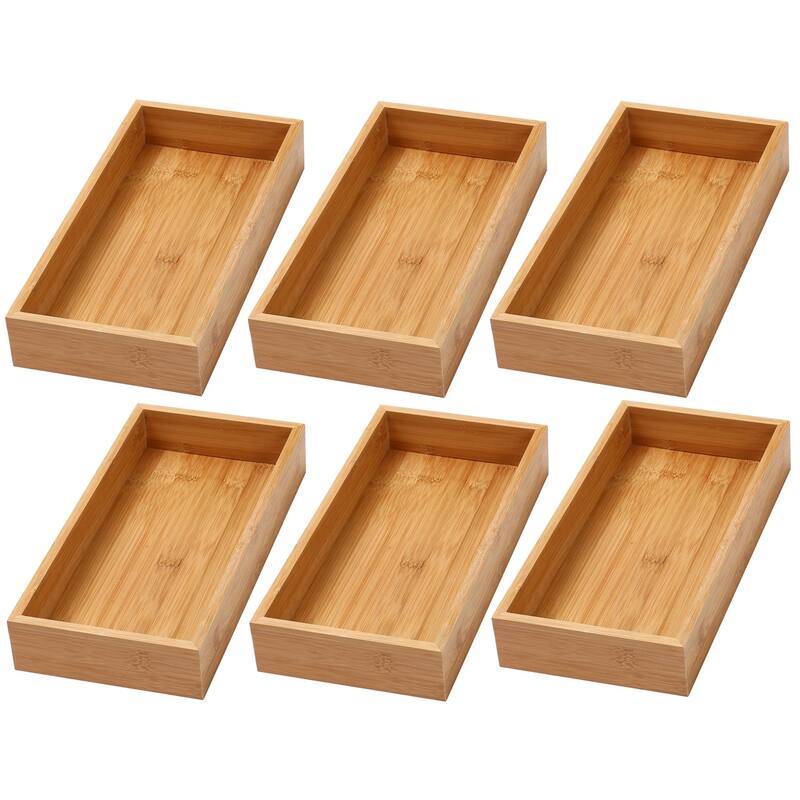 YBM Home Bamboo Kitchen Drawer Organizer Storage Box (Set of 6), - 6x15x2 inch